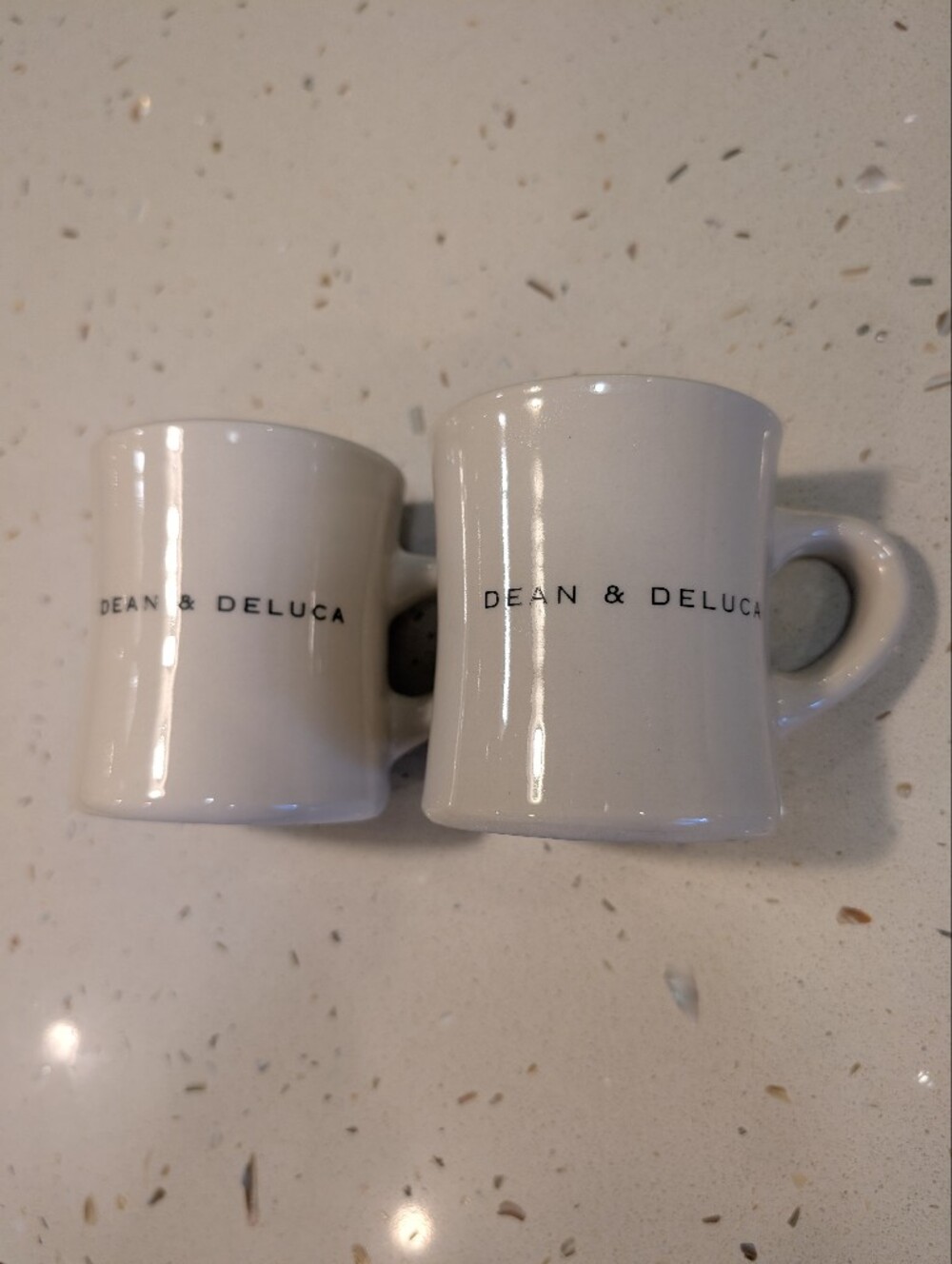 Dean & Deluca White Ceramic Coffee Mugs Set of 2 Café Style